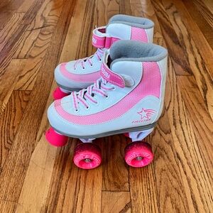 Roller Derby Pink & White Girls' Quad Roller Skates Sz 13